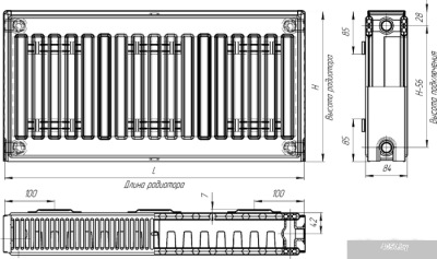 Стальной панельный радиатор Лидея ЛК 21-517 тип 21 500x1700