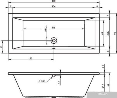 Ванна Riho Lusso 170x75
