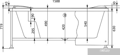 Ванна Aquanet Capri 160x100 R