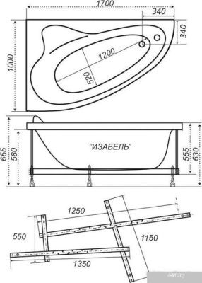 Ванна Triton Изабель 170x100L (с каркасом, экраном и сифоном)