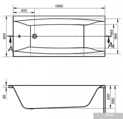 Ванна Cersanit Virgo 180x80 (с каркасом)