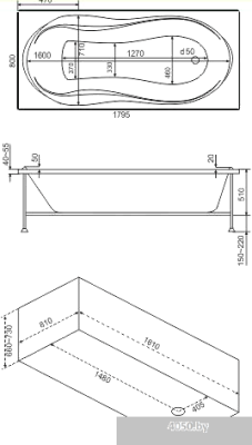 Ванна BAS Ямайка 180x80