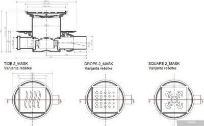 Трап/канал Pestan Confluo Standard Square 2 Mask