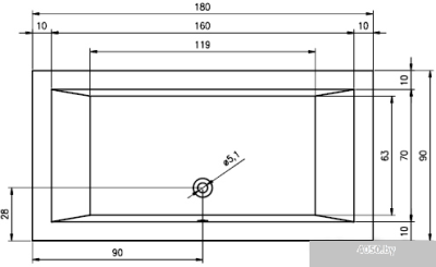 Ванна Riho Lugo 180x90 BT03 (с ножками)