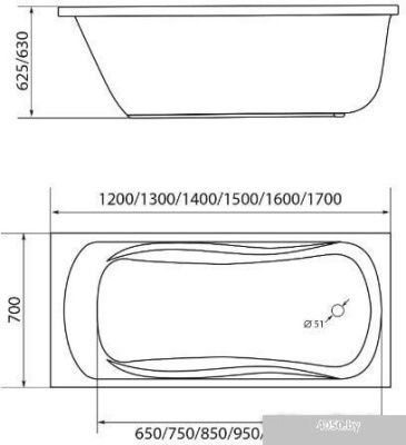 Ванна 1Марка Classic 170x70 (с ножками)