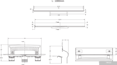 Трап/канал Berges Wasserhaus Wall 1000 092057 (золото глянец)
