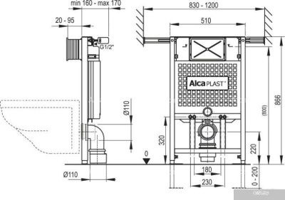 Инсталляция для унитаза Alcaplast A102/850