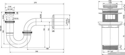 Wellsee Drainage System 182102001 (сифон, донный клапан, хром)