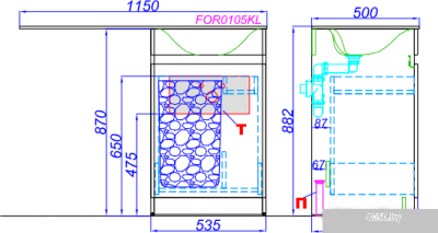 Aqwella Тумба Forma 115 L FOR0105KL с умывальником Forma FOR.11.04.D-L