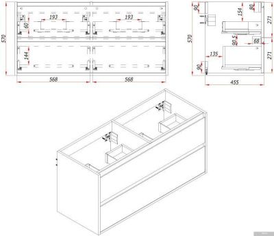 ЗОВ Тумба с умывальником Парма 120 P120LWP0MHMC1A-OL120 (белый/галифакс)