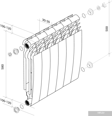 Royal Thermo Biliner Alum 500 Silver Satin (12 секций)
