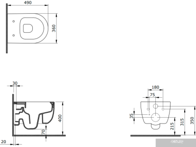 Унитаз Bocchi V-Tondo Rimless (черный матовый) 1417-004-0129