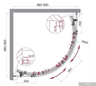 BelBagno Acqua-R-2-90-C-NERO (прозрачное стекло)
