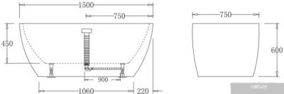 Ванна BelBagno BB70 150x75