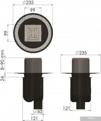 Berges Wasserhaus Platz Uno 100x100 090069 (матовый хром)