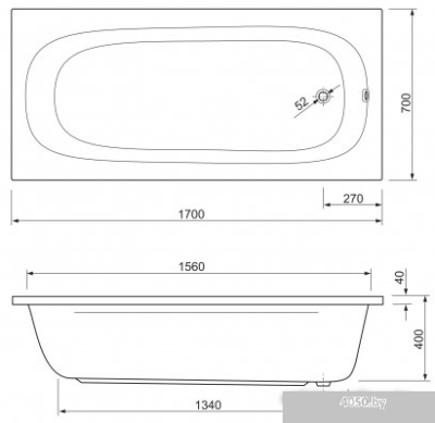 Ванна Cezares Piave 170x70