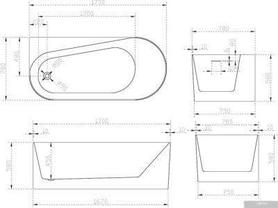 Ванна Abber 170x78 AB9496-1.7 L