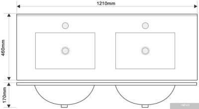 ЗОВ Тумба с умывальником Парма 120 P120LHO0MBPMC1A-OL120 (дуб/черный)