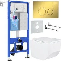 Roxen Boro в комплекте с инсталляцией StounFix Dual Fresh 6 в 1 968023 (кнопка: золото глянцевое )