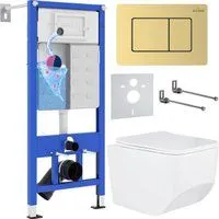 Roxen Boro в комплекте с инсталляцией StounFix Dual Fresh 6 в 1 968466 (кнопка: брашированное золото