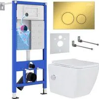 Roxen Cube bidet в комплекте с инсталляцией StounFix Dual Fresh 6 в 1 968094 (кнопка: золото глянцев