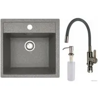 БелЭворс Rio + смеситель W74004-9 + дозатор L405-1 (серый/сатин)