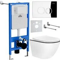 Roxen Antares Black в комплекте с инсталляцией StounFix Dual Fresh 6 в 1 964658 (кнопка: хром глянец