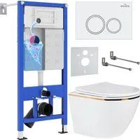 Roxen Antares Gold в комплекте с инсталляцией StounFix Dual Fresh 6 в 1 728092 (кнопка: белый глянец