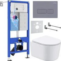 Roxen Simple Compact в комплекте с инсталляцией StounFix Dual Fresh 6 в 1 966808 (кнопка: серый гран