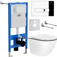 Roxen Antares Black в комплекте с инсталляцией StounFix Dual Fresh 6 в 1 964772 (кнопка: хром глянец