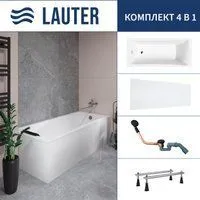 Lauter Aurora 170x70 21010070 (с ножками, лицевым экраном и сифоном 21Y11021 матовый черный)