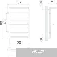 TERMINUS Аврора П8 500х800 (с 2 полками и боковым подключением 500 слева)