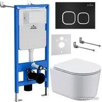 Roxen Simple Compact в комплекте с инсталляцией StounFix Slim 6 в 1 917914 (кнопка: черный матовый)