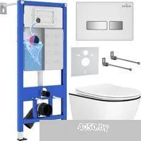 Roxen Antares Black в комплекте с инсталляцией StounFix Dual Fresh 6 в 1 964909 (кнопка: белое стекл