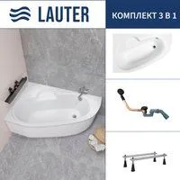 Lauter Valencia 150x100 2102150L (с ножками и сифоном 21Y11021 матовый черный)