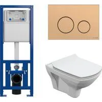 Cersanit Carina New Clean On с инстал. Link Pro (с кнопкой Twins 63524 золото матовый)