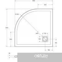 BelBagno TRAY-MR-UNO-R-90-550-35-W