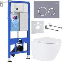 Roxen Antares 530185-01 в комплекте с инсталляцией StounFix Dual Fresh 6 в 1 966051 (кнопка: серый б