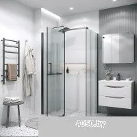 Grossman Pragma 120x90x195 120.K33.03.1290.21.02 (черный матовый/стекло шиншилла)