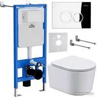 Roxen Simple Compact в комплекте с инсталляцией StounFix Slim 6 в 1 913681 (кнопка: хром глянец)