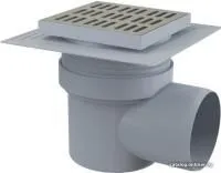 Сливной трап 150х150/110, подводка - боковая, решетка - нержавеющая сталь, воротник- 2-х уровневая