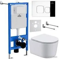 Roxen Simple Compact в комплекте с инсталляцией StounFix Slim 6 в 1 918025 (кнопка: хром глянец)