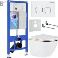 Roxen Antares Gold в комплекте с инсталляцией StounFix Dual Fresh 6 в 1 807054 (кнопка: белый глянец