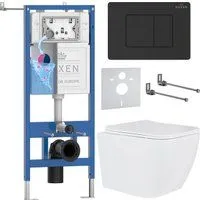 Roxen Cube Tornado в комплекте с инсталляцией StounFix Dual Fresh 6 в 1 868494 (кнопка: черный матов