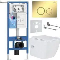 Roxen Cube Tornado Bidet в комплекте с инсталляцией StounFix Dual Fresh 6 в 1 868472 (кнопка: золото