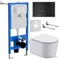 Roxen Simple Compact в комплекте с инсталляцией StounFix Slim 6 в 1 921358 (кнопка: черный матовый)