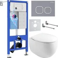 Roxen Egg в комплекте с инсталляцией StounFix Dual Fresh 6 в 1 966436 (кнопка: серый бетон)