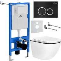 Roxen Antares Black в комплекте с инсталляцией StounFix Dual Fresh 6 в 1 964643 (кнопка: черный мато