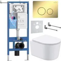 Roxen Simple Compact в комплекте с инсталляцией StounFix Dual Fresh 6 в 1 868569 (кнопка: сатин мато