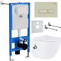 Roxen Antares Bidet в комплекте с инсталляцией StounFix Dual Fresh 6 в 1 966690 (кнопка: бежевый)